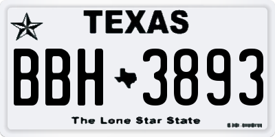 TX license plate BBH3893