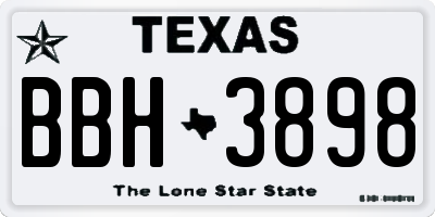 TX license plate BBH3898