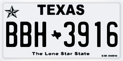 TX license plate BBH3916