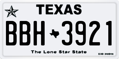 TX license plate BBH3921