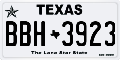 TX license plate BBH3923