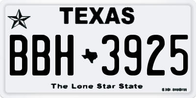 TX license plate BBH3925