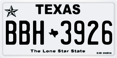 TX license plate BBH3926