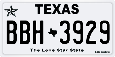 TX license plate BBH3929
