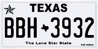 TX license plate BBH3932