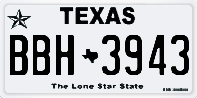 TX license plate BBH3943
