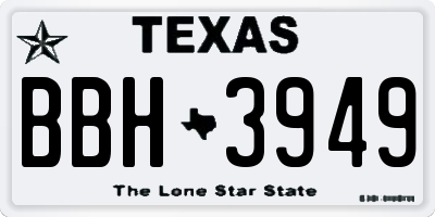 TX license plate BBH3949
