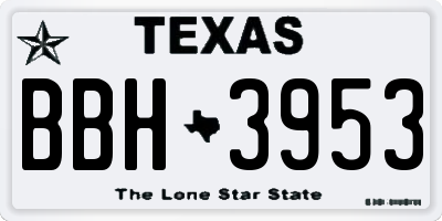 TX license plate BBH3953