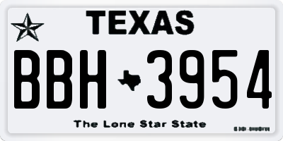 TX license plate BBH3954