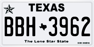 TX license plate BBH3962