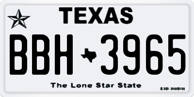 TX license plate BBH3965