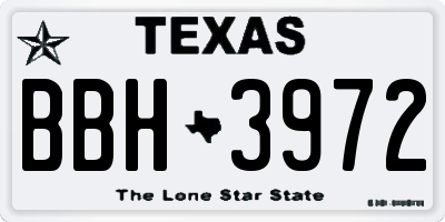 TX license plate BBH3972