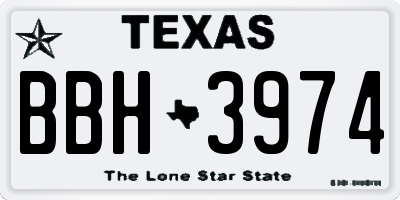 TX license plate BBH3974