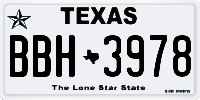 TX license plate BBH3978