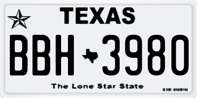TX license plate BBH3980