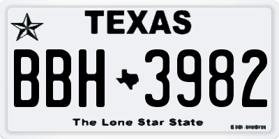 TX license plate BBH3982