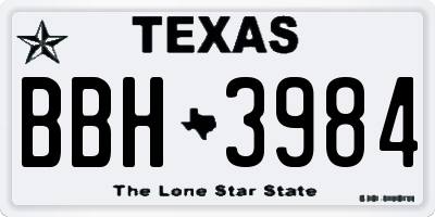 TX license plate BBH3984