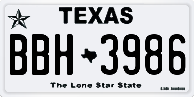 TX license plate BBH3986
