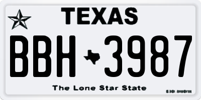 TX license plate BBH3987