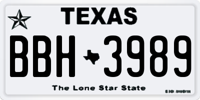 TX license plate BBH3989