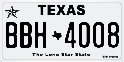 TX license plate BBH4008