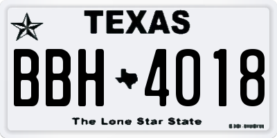TX license plate BBH4018
