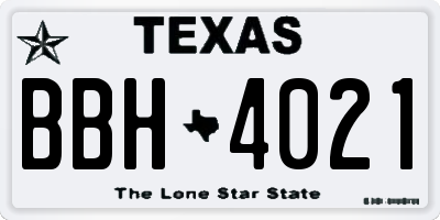 TX license plate BBH4021