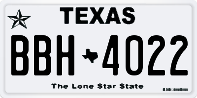 TX license plate BBH4022