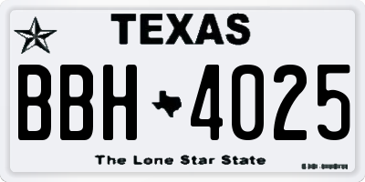 TX license plate BBH4025