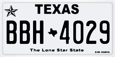 TX license plate BBH4029