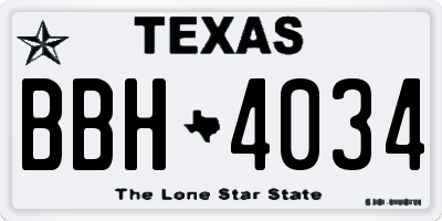 TX license plate BBH4034