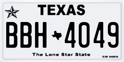 TX license plate BBH4049