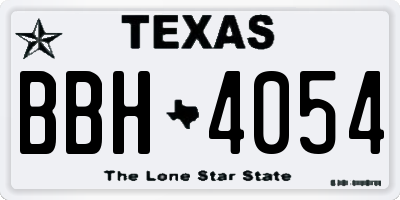 TX license plate BBH4054