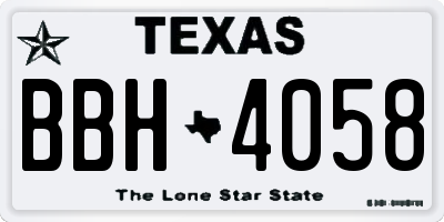 TX license plate BBH4058