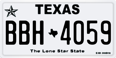 TX license plate BBH4059