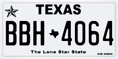 TX license plate BBH4064