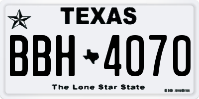 TX license plate BBH4070