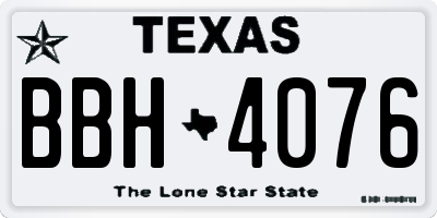 TX license plate BBH4076