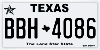 TX license plate BBH4086