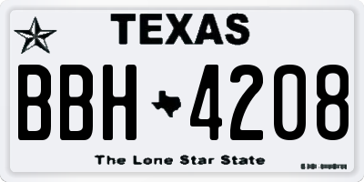 TX license plate BBH4208