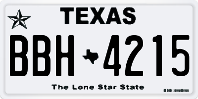 TX license plate BBH4215