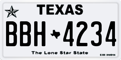 TX license plate BBH4234