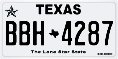 TX license plate BBH4287