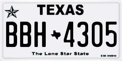 TX license plate BBH4305