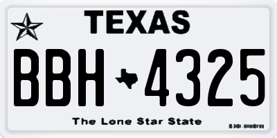 TX license plate BBH4325