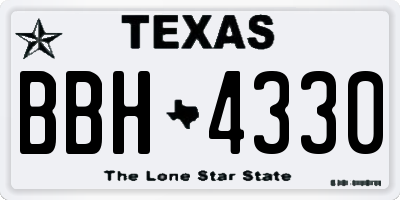 TX license plate BBH4330