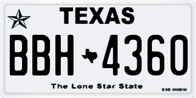 TX license plate BBH4360