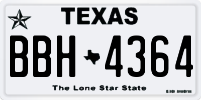 TX license plate BBH4364