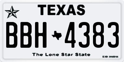 TX license plate BBH4383