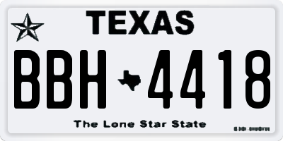 TX license plate BBH4418